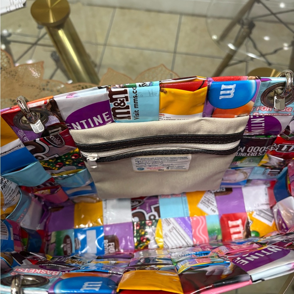 M&M'S Colorful Patchwork Tote Bag with Black Handles - Picture 4 of 5